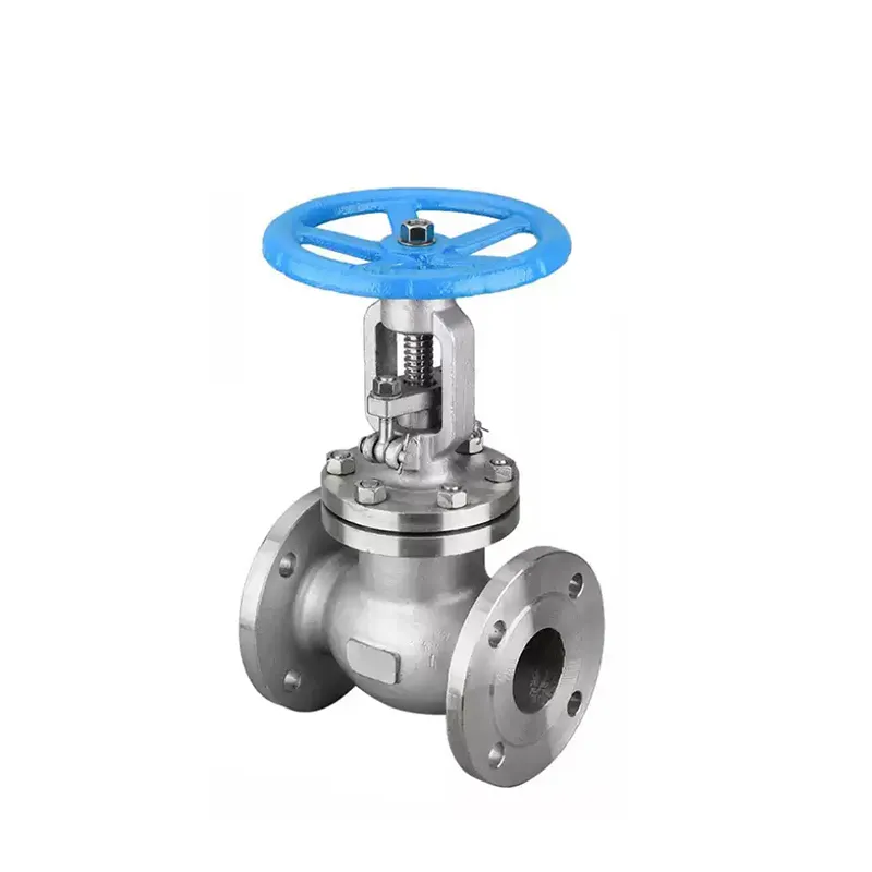 دليل الفولاذ المقاوم للصدأ ذو حواف صمام الكرة الأرضية, منظر أمامي يوضح هيكل العجلة اليدوية والجسم