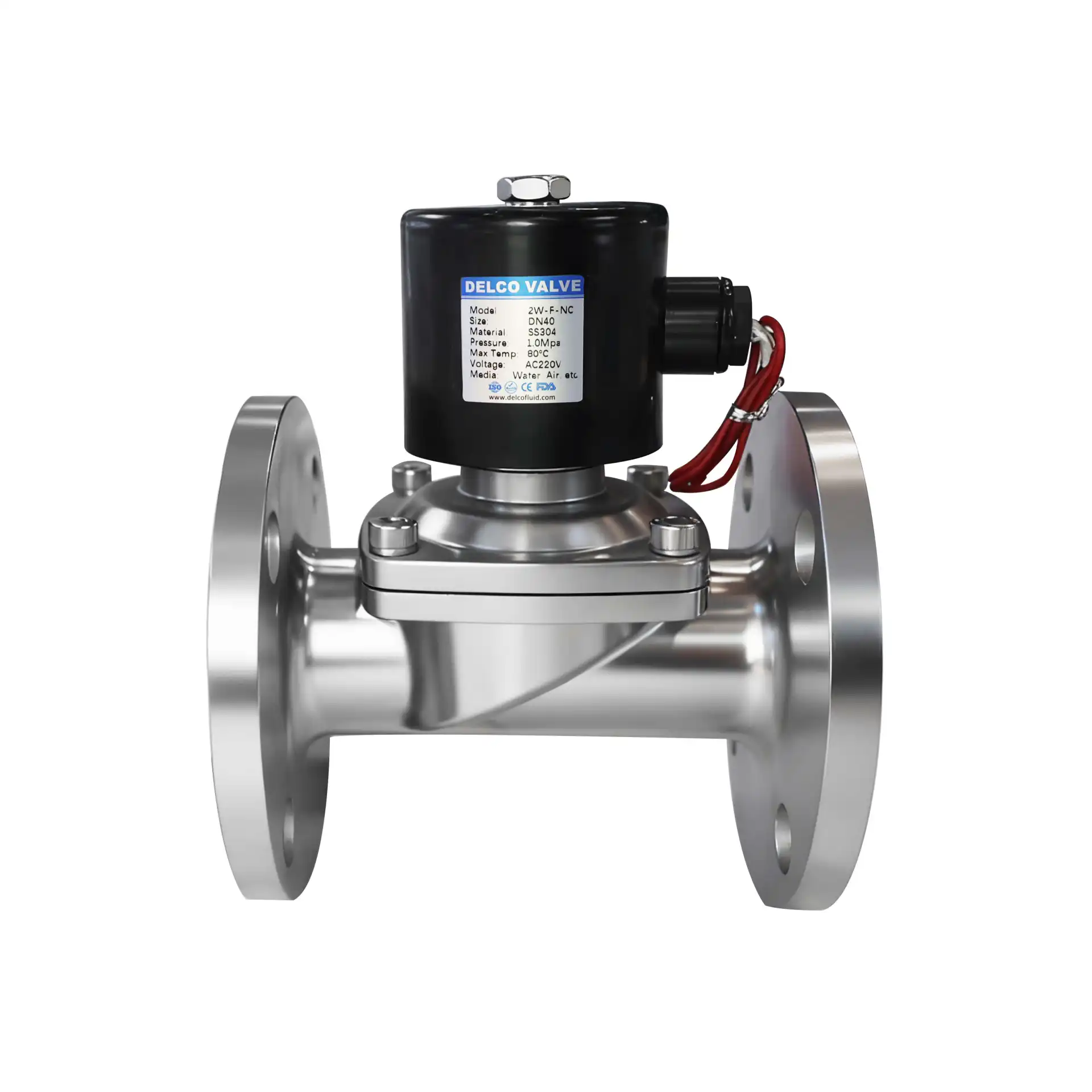 صمام ملف لولبي من الفولاذ المقاوم للصدأ ذو حواف