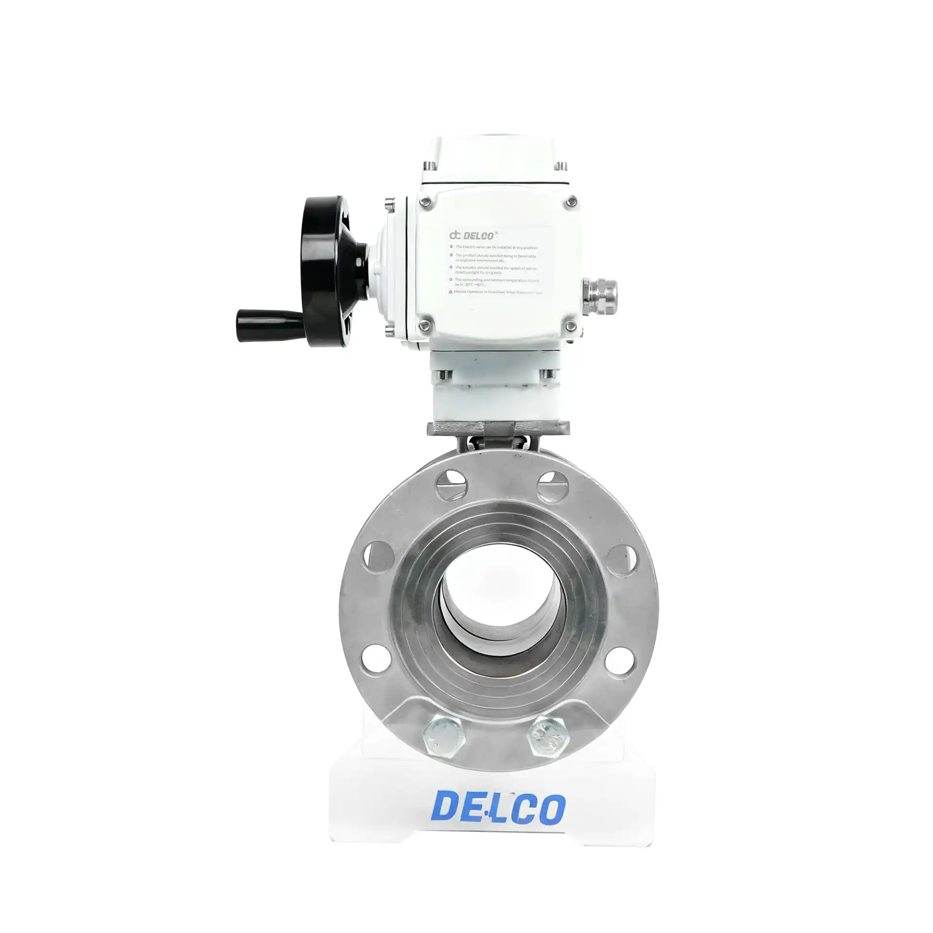 DK55-3PF صمام كروي كهربائي من الفولاذ المقاوم للصدأ ذو حافة من الجانب الأيمن