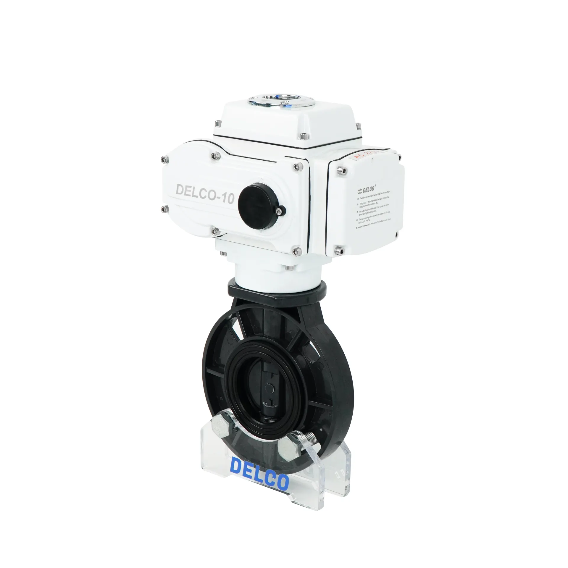 منظر جانبي يمين لصمام الفراشة الكهربائي DK56-PB يوضح تفاصيل توصيل المشغل وجسم الصمام.