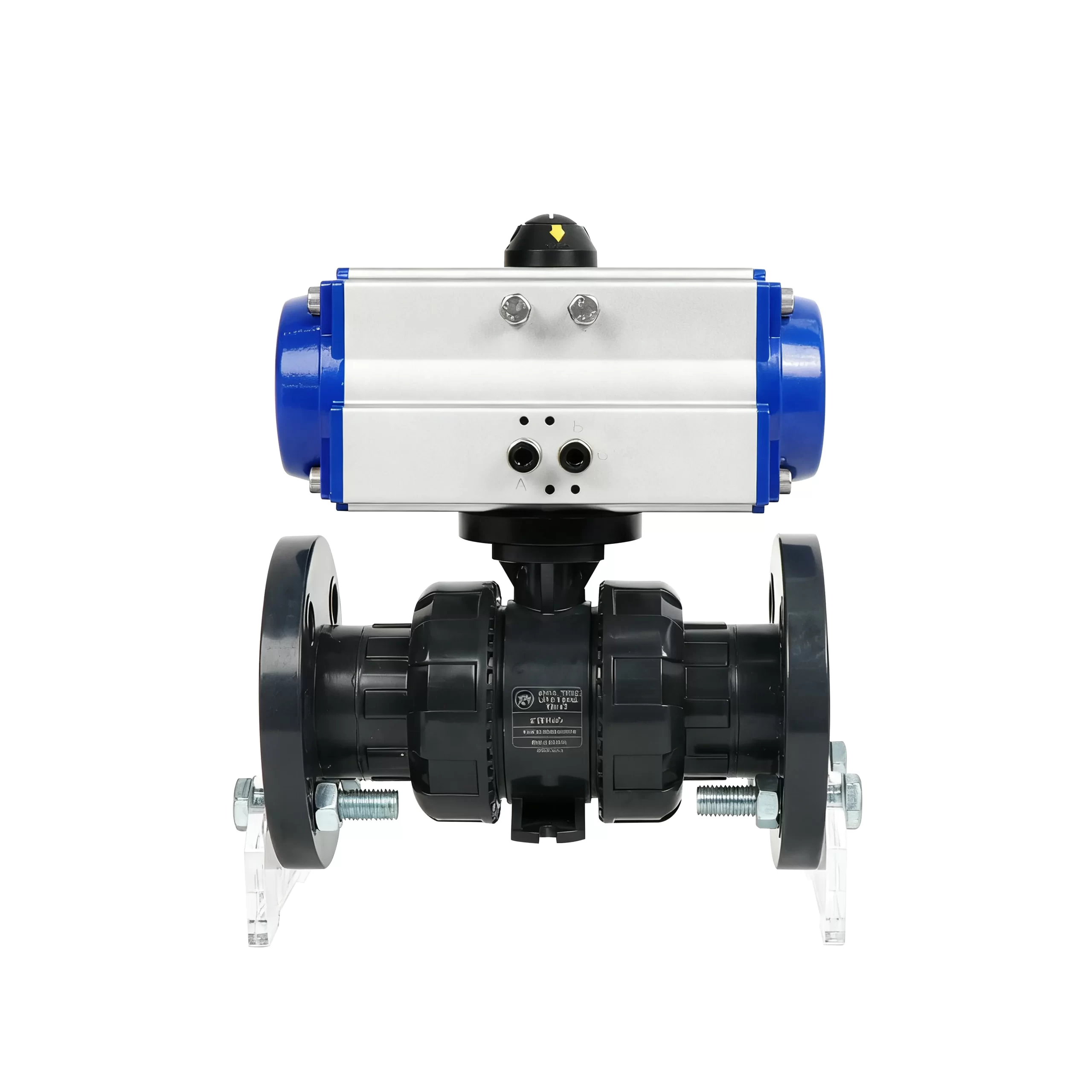 DK66-PVC Pneumatic UPVC Double Union Flange Ball Valve 3