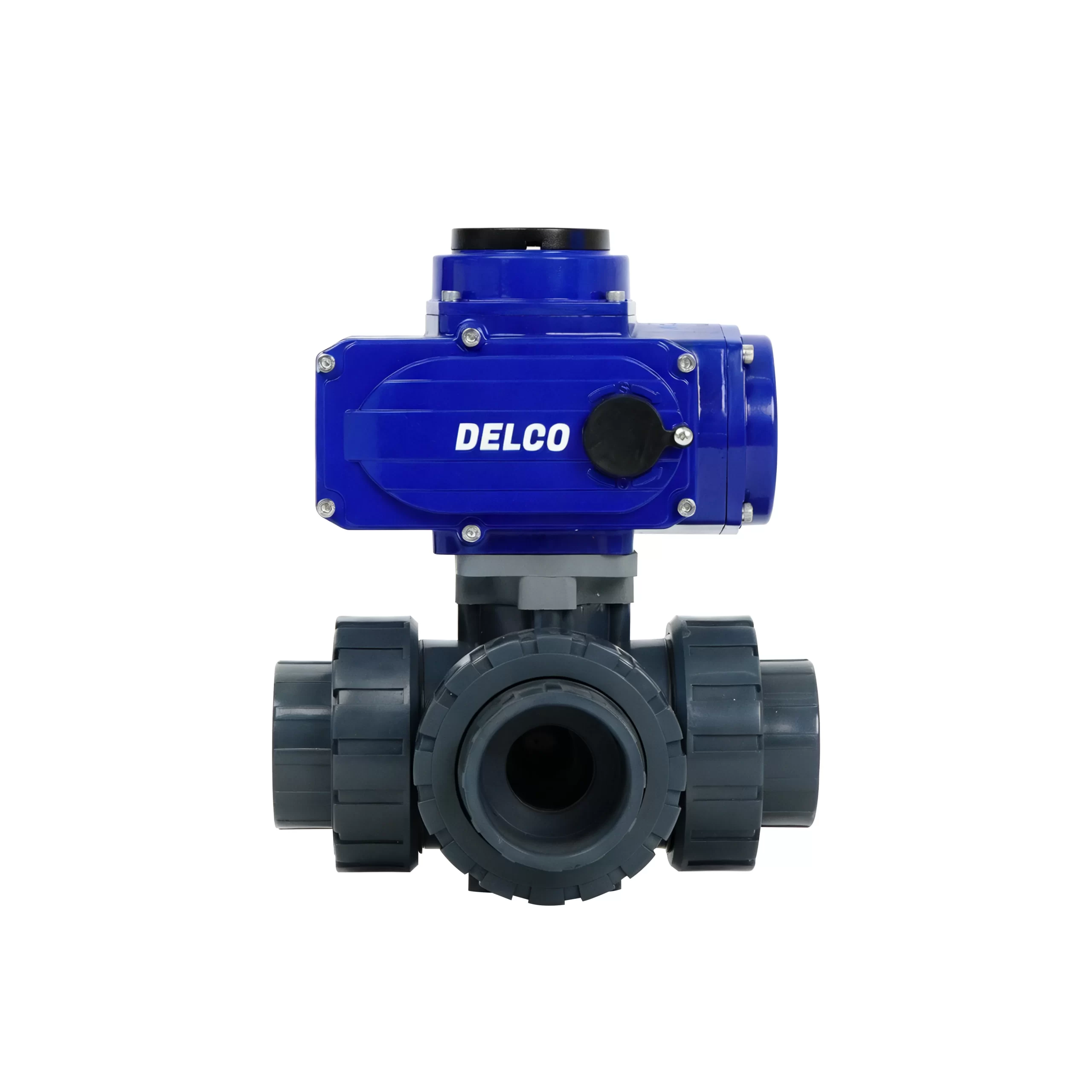 IP67-DKS55-3PL Electric Tee Plastic UPVC Double Union Ball Valve 3